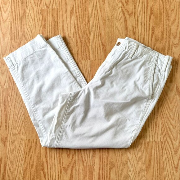 Gap White Cropped Pants Size 10 High Rise Straight Leg Cotton Blend Casual Beach - Picture 9 of 10